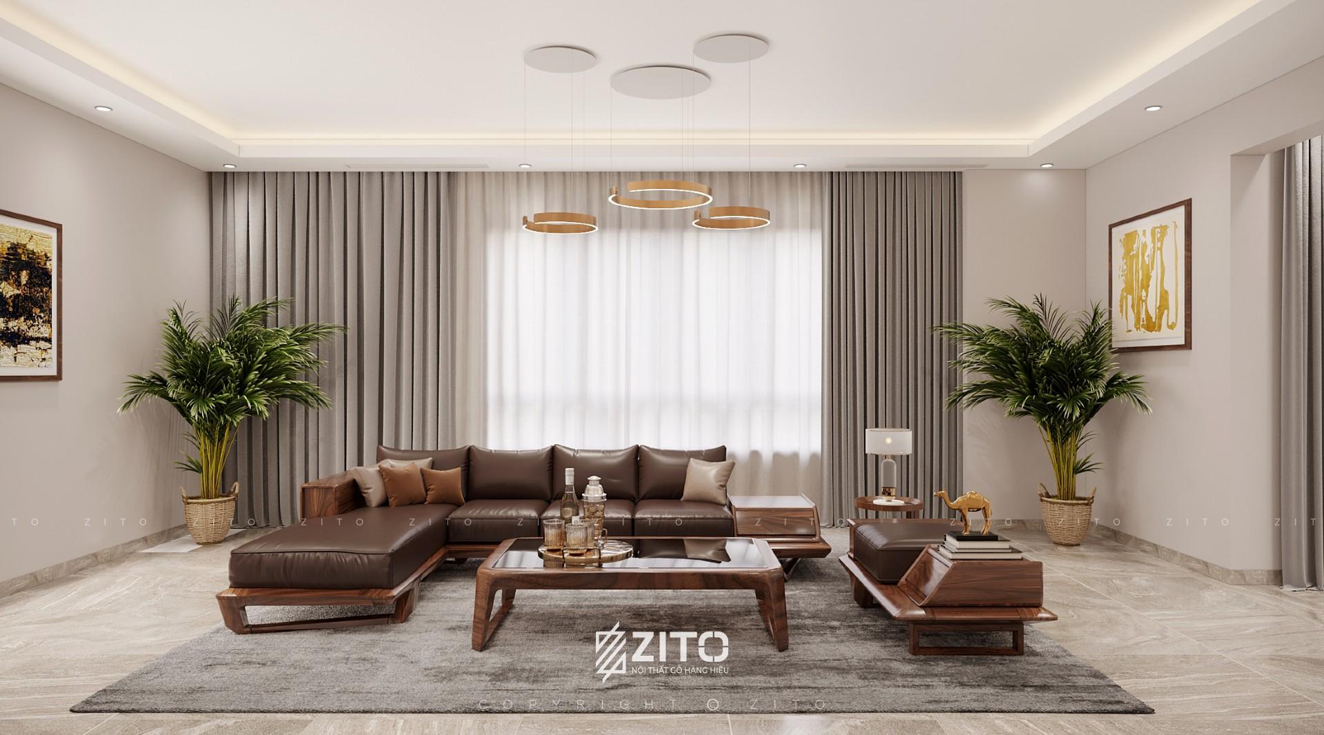 Sofa gỗ óc chó chữ L là lựa chọn lý tưởng giúp tối ưu diện tích